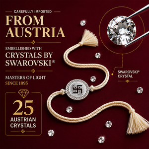 Swastika Rakhi embellished with Crystals by Swarovski
