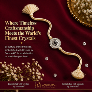 Swastika Rakhi embellished with Crystals by Swarovski